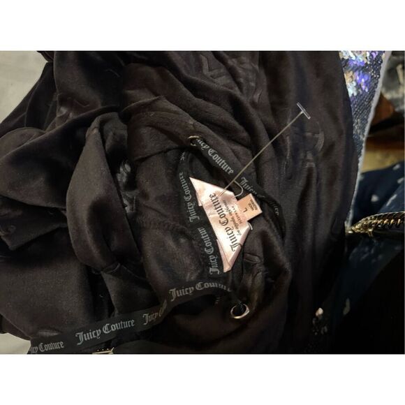 Juicy couture velour crop hoodie & jogger set jc logo embossed sz xL nwt - Picture 15 of 15